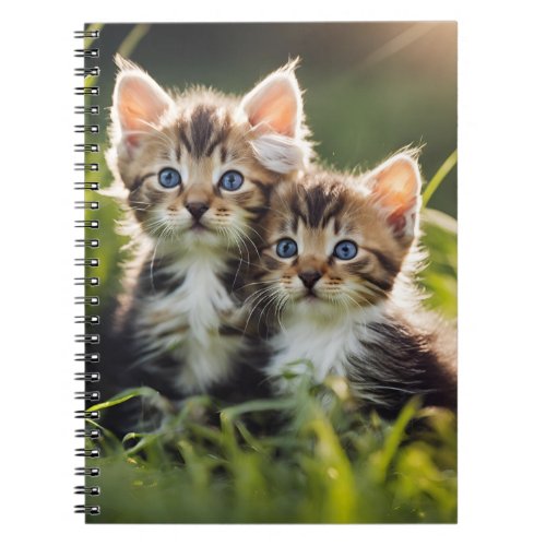 Adorable Kittens In The Grass Notebook
