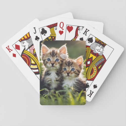 Adorable Kittens In The Grass Poker Cards