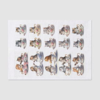 Adorable Kittens Sitting in Teacups Tissue Paper