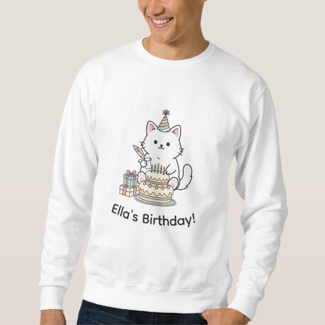 Adorable Kitty Birthday Celebration Personalizable Sweatshirt (Front)