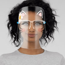 Adorable Kitty Cat Ears Lashes Whiskers & Flower Face Shield