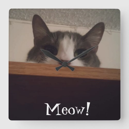 Adorable Kitty Cat Peeking Out Wall Clock
