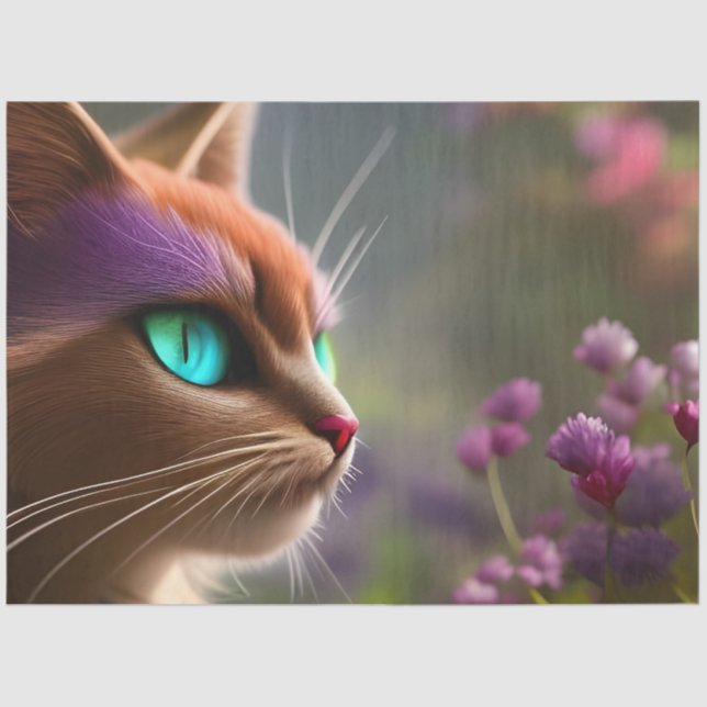 Adorable Kitty cat, Turquoise Eyes Tissue Paper (Front)