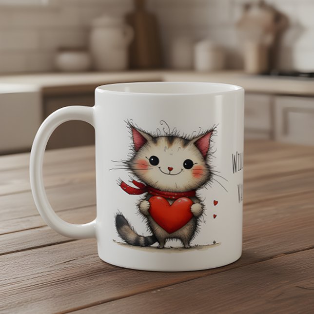 Adorable Kitty Cat Will You Be My Valentine? Coffee Mug (Creator Uploaded)