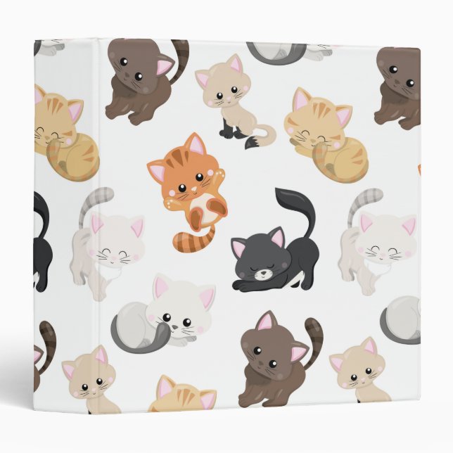 Adorable Kitty Cats Print Binder (Front/Spine)