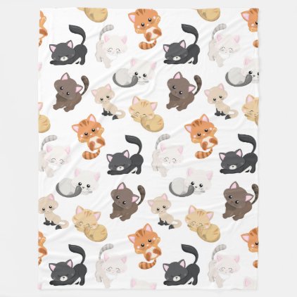 Adorable Kitty Cats Print Fleece Blanket