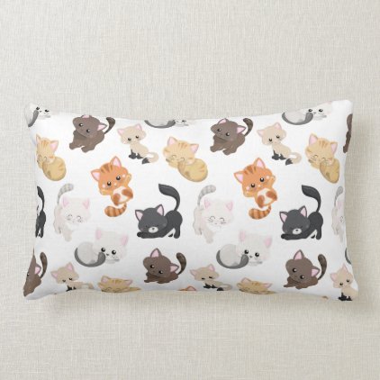 Adorable Kitty Cats Print Lumbar Pillow