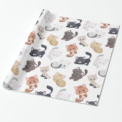 Adorable Kitty Cats Print Wrapping Paper