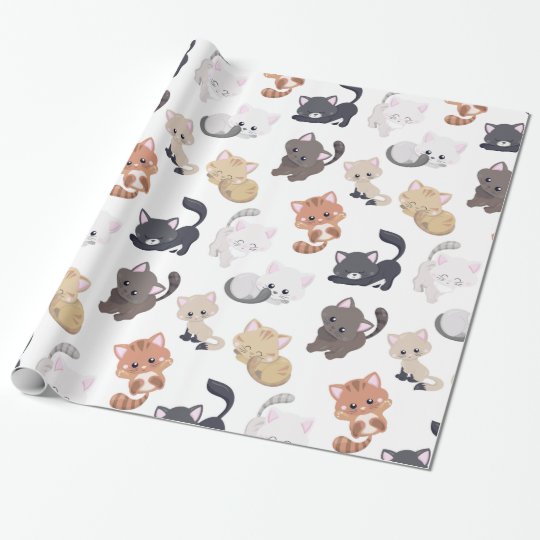 Adorable Kitty Cats Print Wrapping Paper | Zazzle.com