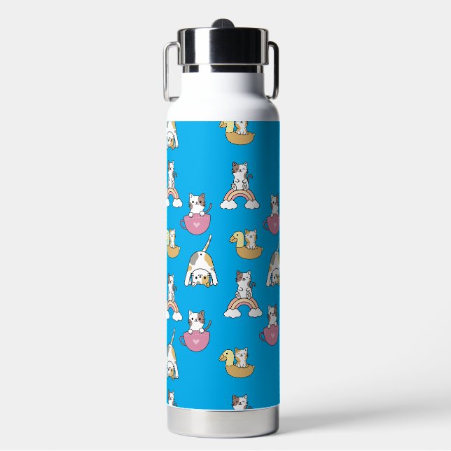 Adorable Kitty Cats Water Bottle (Front)