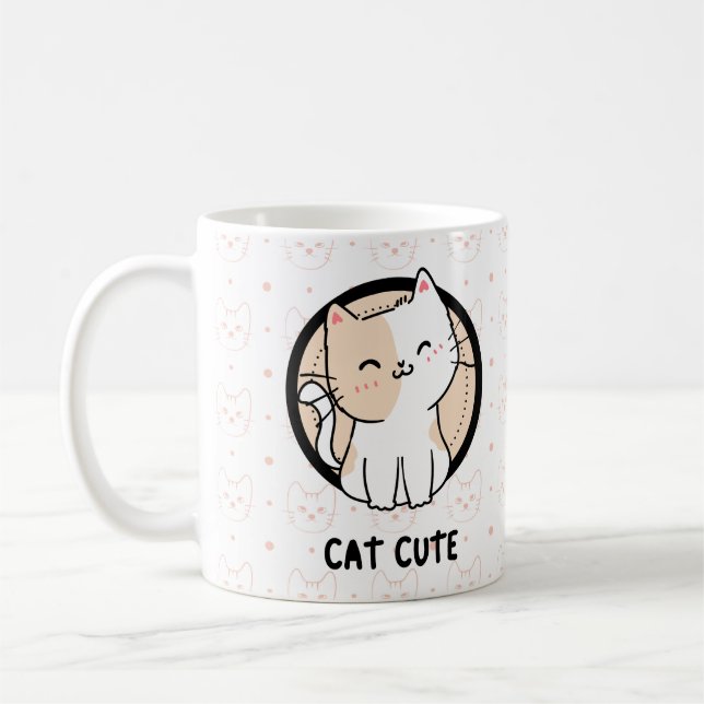 Adorable Kitty Design Coffee Mug (Left)