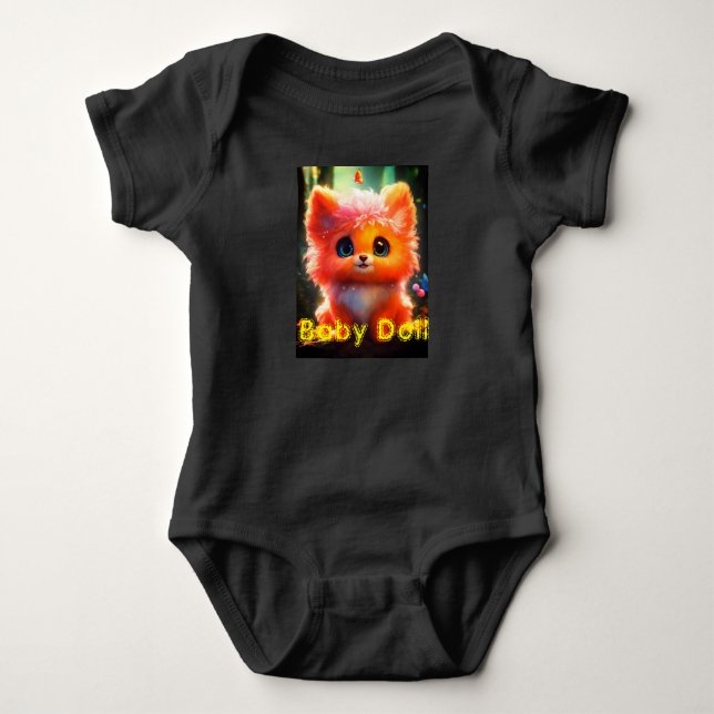 Adorable Kitty Print T-Shirt - feline lovers. Baby Bodysuit (Front)