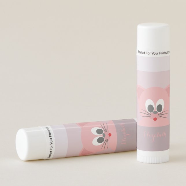Adorable Kitty, Stripes- Personalized Lip Balm (Front)