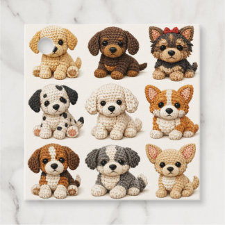 Adorable Knitted Puppies Favor Tags