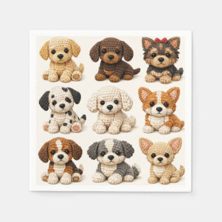 Adorable Knitted Puppies Napkins