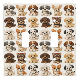 Adorable Knitted Puppies Pattern Light Switch Cover