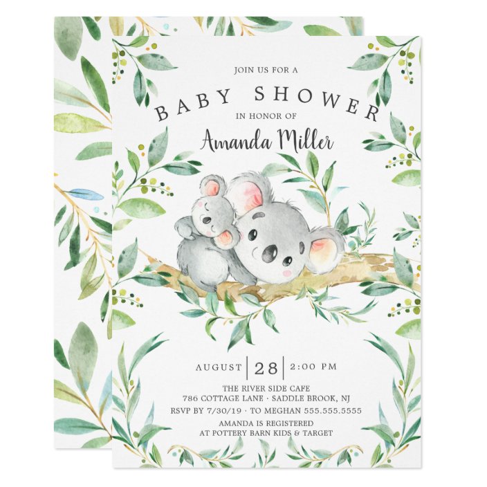 Adorable Koala Bear Baby Shower Invitation Zazzle Com