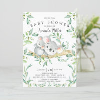 Girls Koala Baby Shower Invitations — Party Beautifully