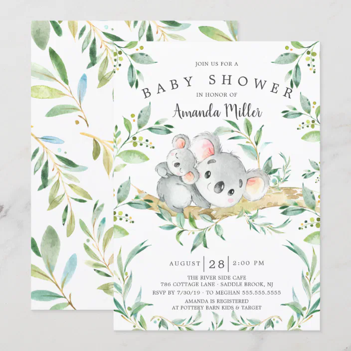 Adorable Koala Bear Baby Shower Invitation Zazzle Com