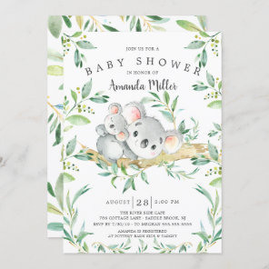 Adorable Koala Bear Baby Shower Invitation