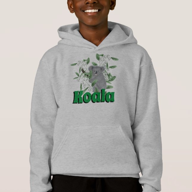 Adorable Koala Bear Climbing Eucalyptus Tree Hoodie (Front)