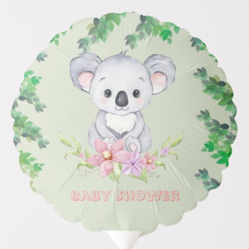 Adorable Koala Bear Girl Baby Shower Balloon