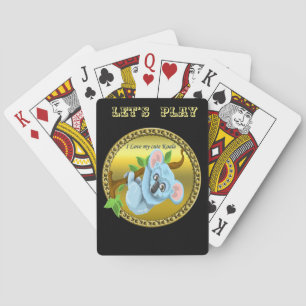 Adorable koala bear hanging on a tree branch poker cards