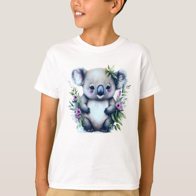 Adorable Koala Bear in a Field of Flowers  T-Shirt (Front)
