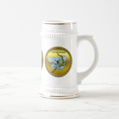 Adorable koala bear in a tree in the forest beer stein