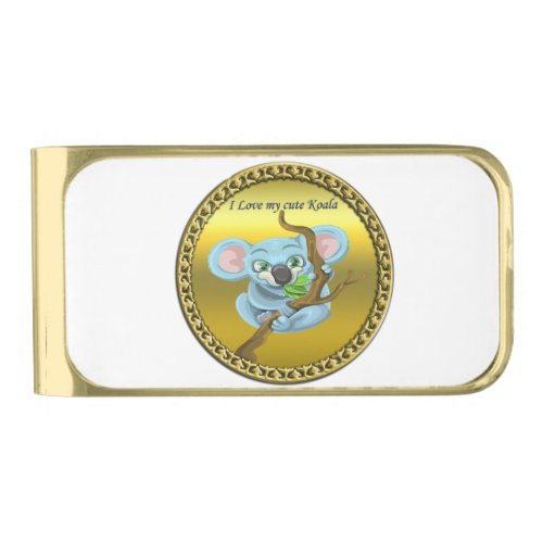 Adorable koala bear in a tree in the forest gold finish money clip