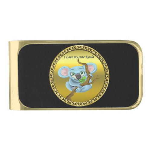 Adorable koala bear in a tree in the forest gold finish money clip