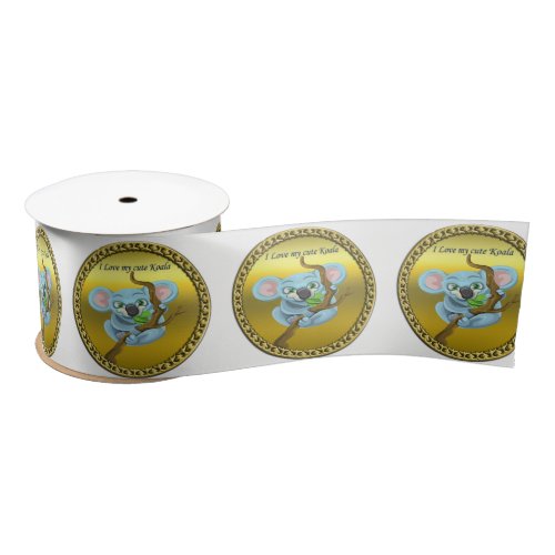 Adorable koala bear in a tree in the forest satin ribbon
