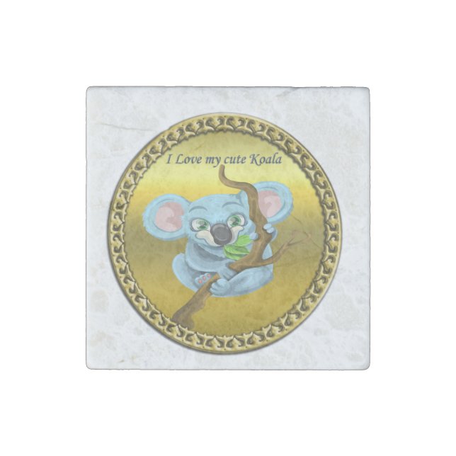Adorable koala bear in a tree in the forest stone magnet (Front)