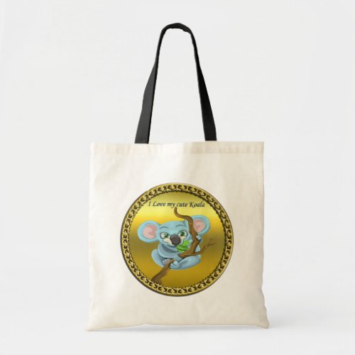 Adorable koala bear in a tree in the forest tote bag