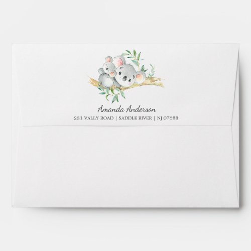 Adorable Koala Bear Neutral  Baby Shower Envelope