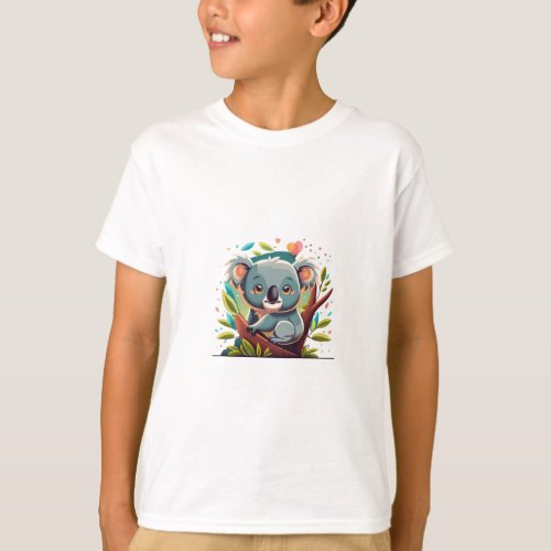 Adorable Koala Snuggled Up in a Tree _  Design T_Shirt