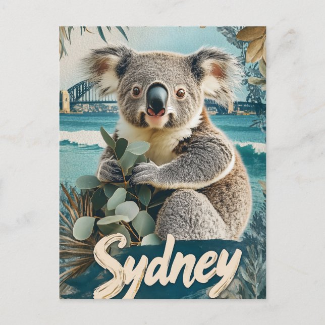 Adorable Koala with Sydney Harbor Bridge Postcard (Front)