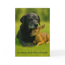Adorable Lab Dog and Fawn Deer Encouragement Card