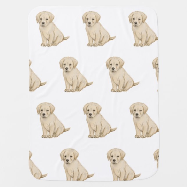 Adorable labrador puppy sketch baby blanket (Front)