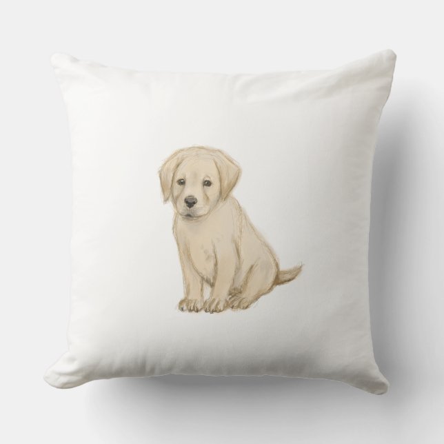 Adorable labrador puppy sketch throw pillow (Front)