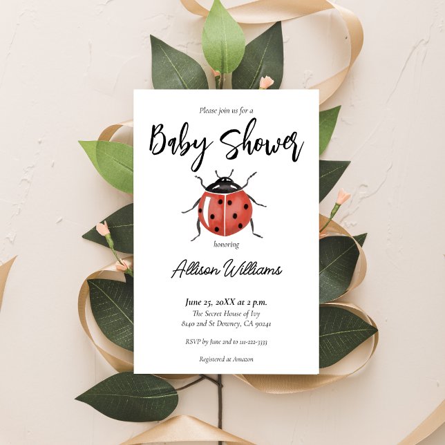 Adorable Ladybug Baby Shower Invitation (Creator Uploaded)