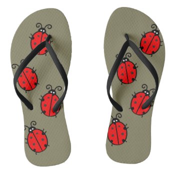 Adorable Ladybug Design Flip Flops by HappyGabby at Zazzle