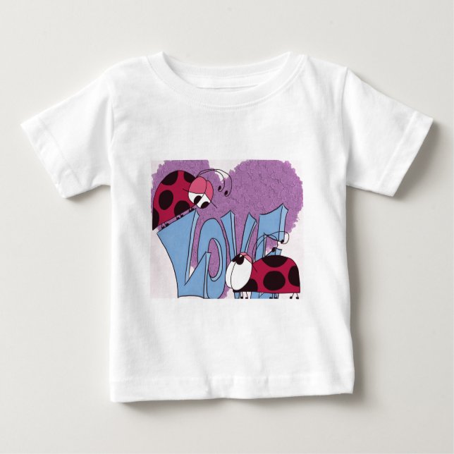 Adorable Ladybug Love Cartoon Baby T-Shirt (Front)
