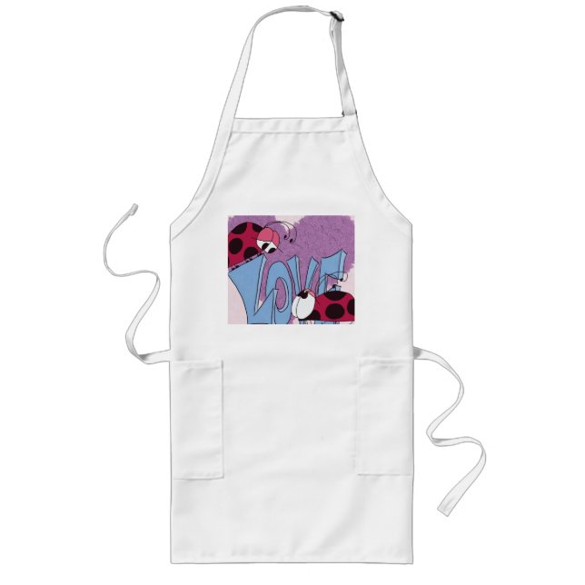 Adorable Ladybug Love Cartoon Long Apron (Front)