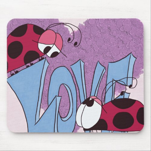 Adorable Ladybug Love Cartoon Mouse Pad