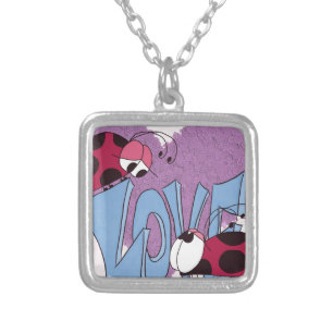 Adorable Ladybug Love Cartoon Silver Plated Necklace