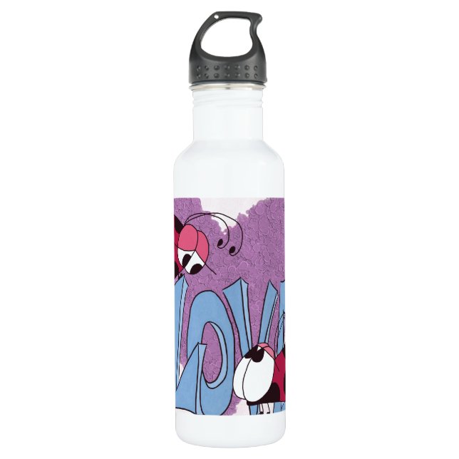 Adorable Ladybug Love Cartoon Stainless Steel Water Bottle (Front)
