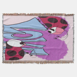Adorable Ladybug Love Cartoon Throw Blanket
