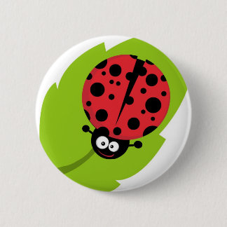 Adorable Ladybug on a Leaf Button