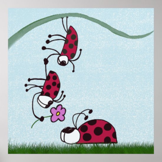 Adorable Ladybug Professing His Love Illustration Poster